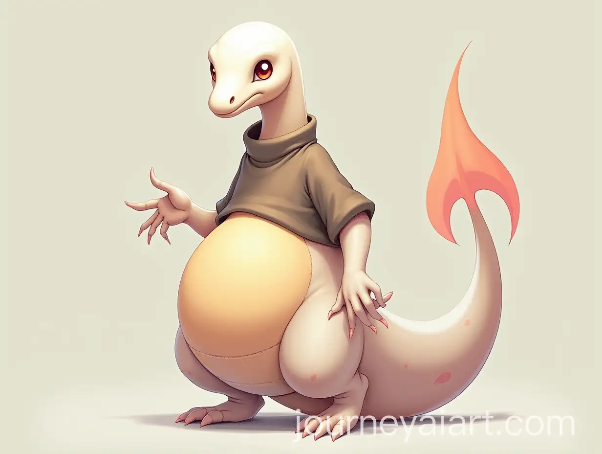 Anthro-Female-Albino-Salazzle-Pokemon-with-Gigantess-Belly-Diaper-and-Shirt