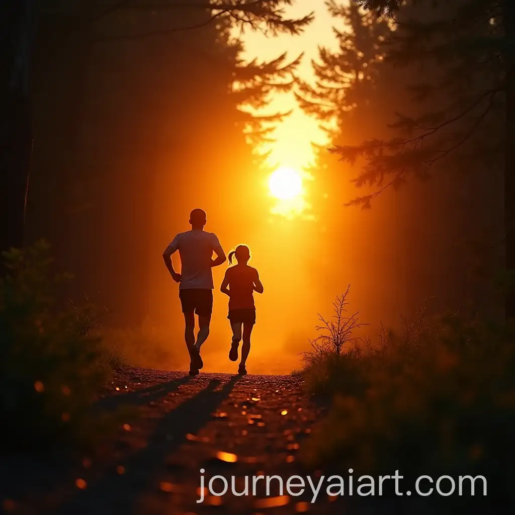 Cinematic-Runners-in-a-Sunny-Forest-with-Bright-Orange-Sunlight