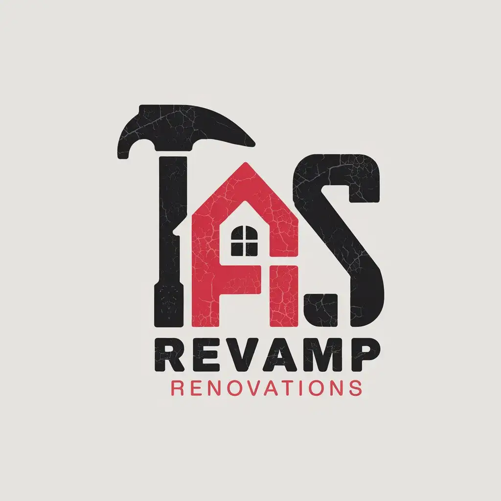 LOGO Design for TAS Revamp Renovations Hammer T House Roof A Bold Red S Modern Typography