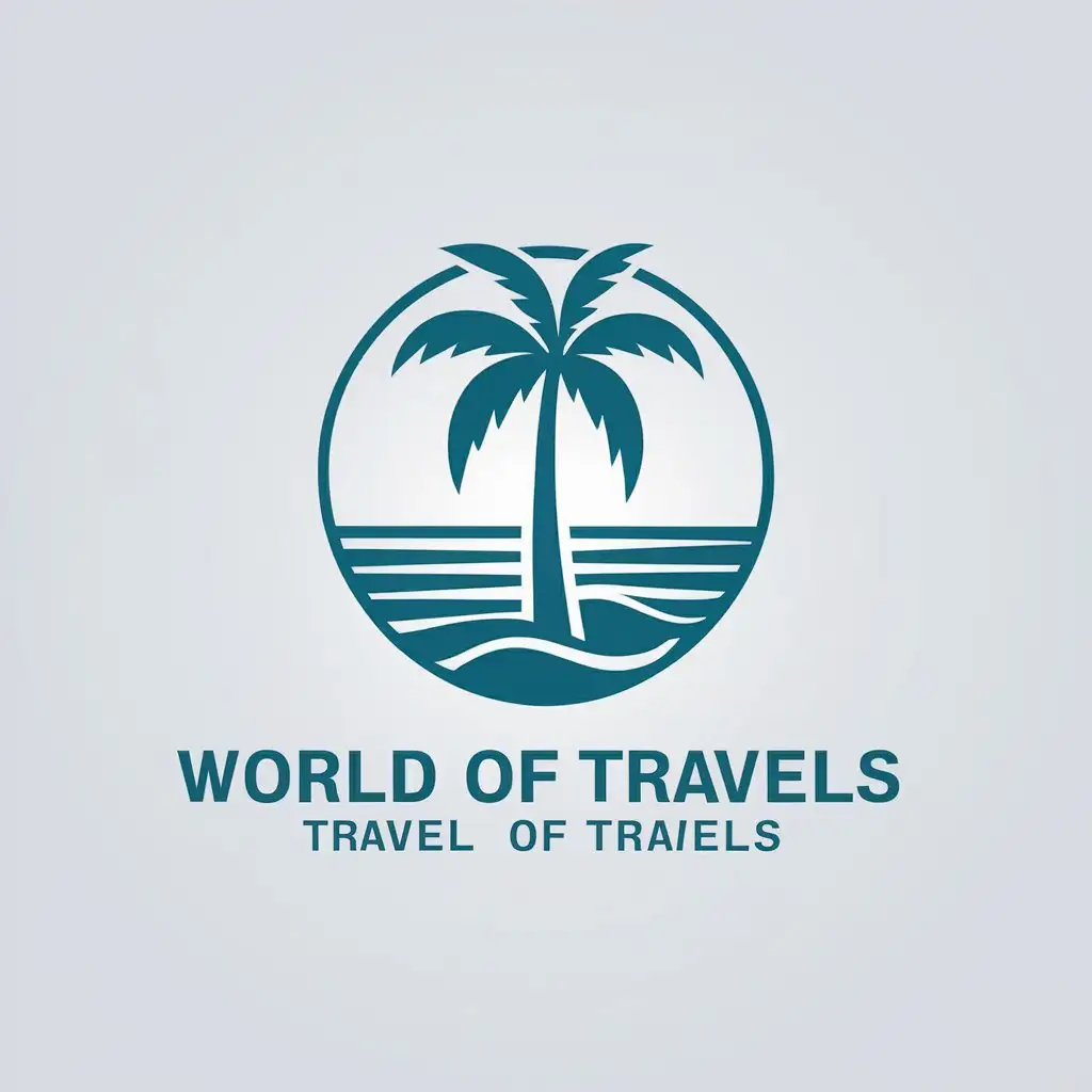 LOGO-Design-for-World-of-Travels-Palm-Tree-by-the-Sea-with-a-Clear-Background