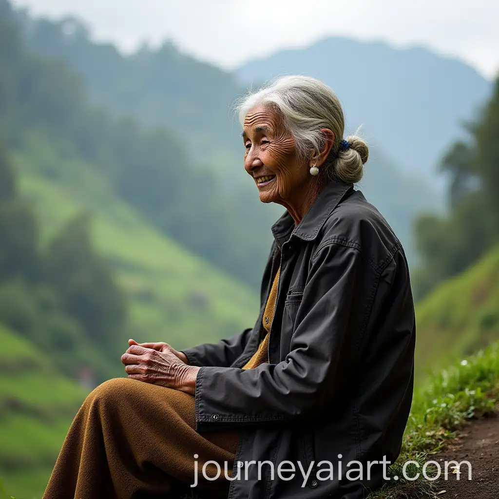 Elderly-Woman-Relaxing-in-Munnar-Hill-Station