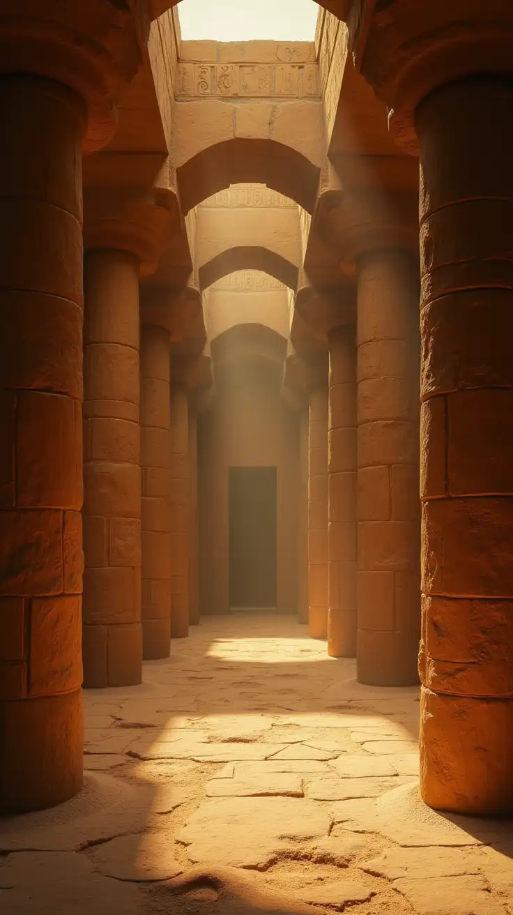 Create an image of an empty mysterious Egyptian background of a sacred space.