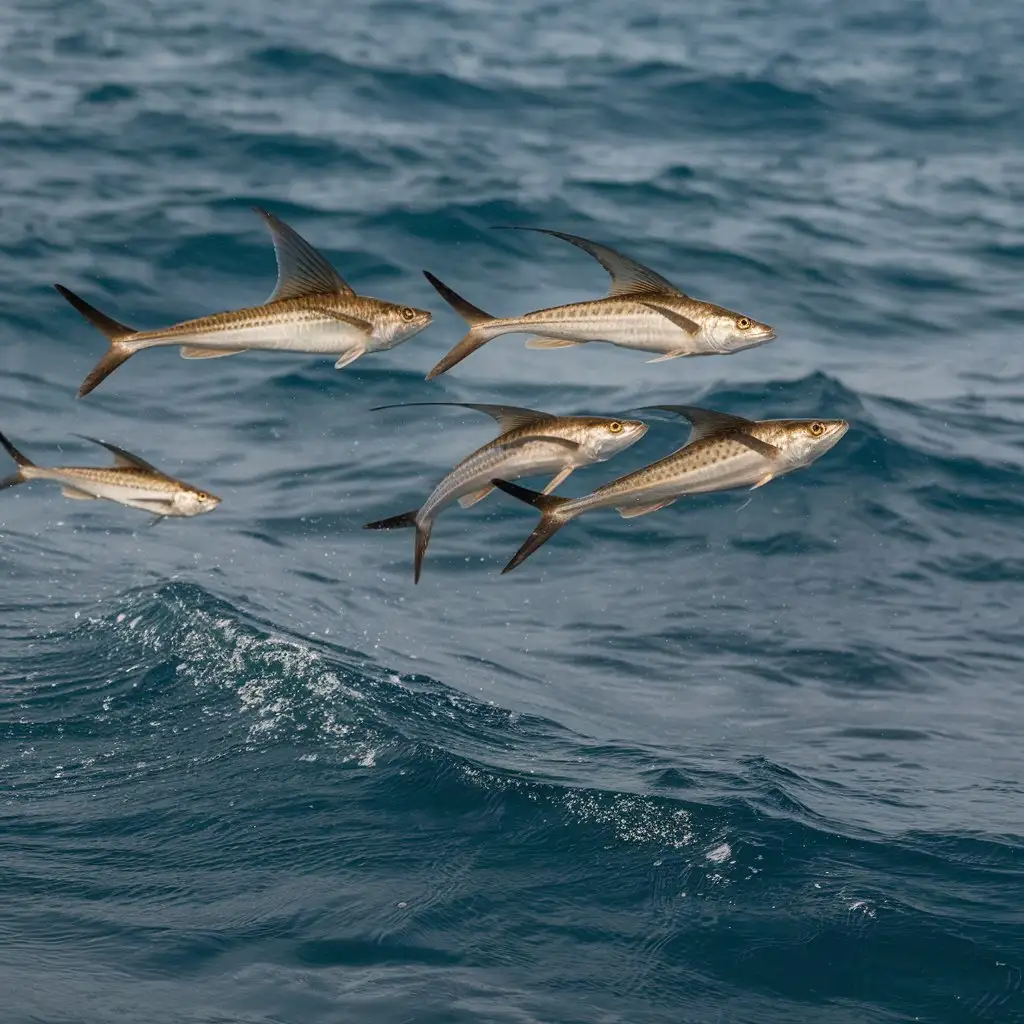 Glimmering-Flying-Fish-Swimming-in-the-Deep-Sea