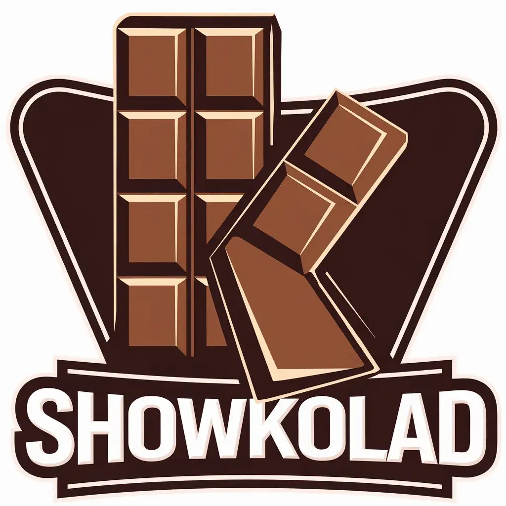 a vector logo design,with the text "SHOWkoLAD", main symbol:chocolate,Moderate,be used in Entertainment industry,clear background