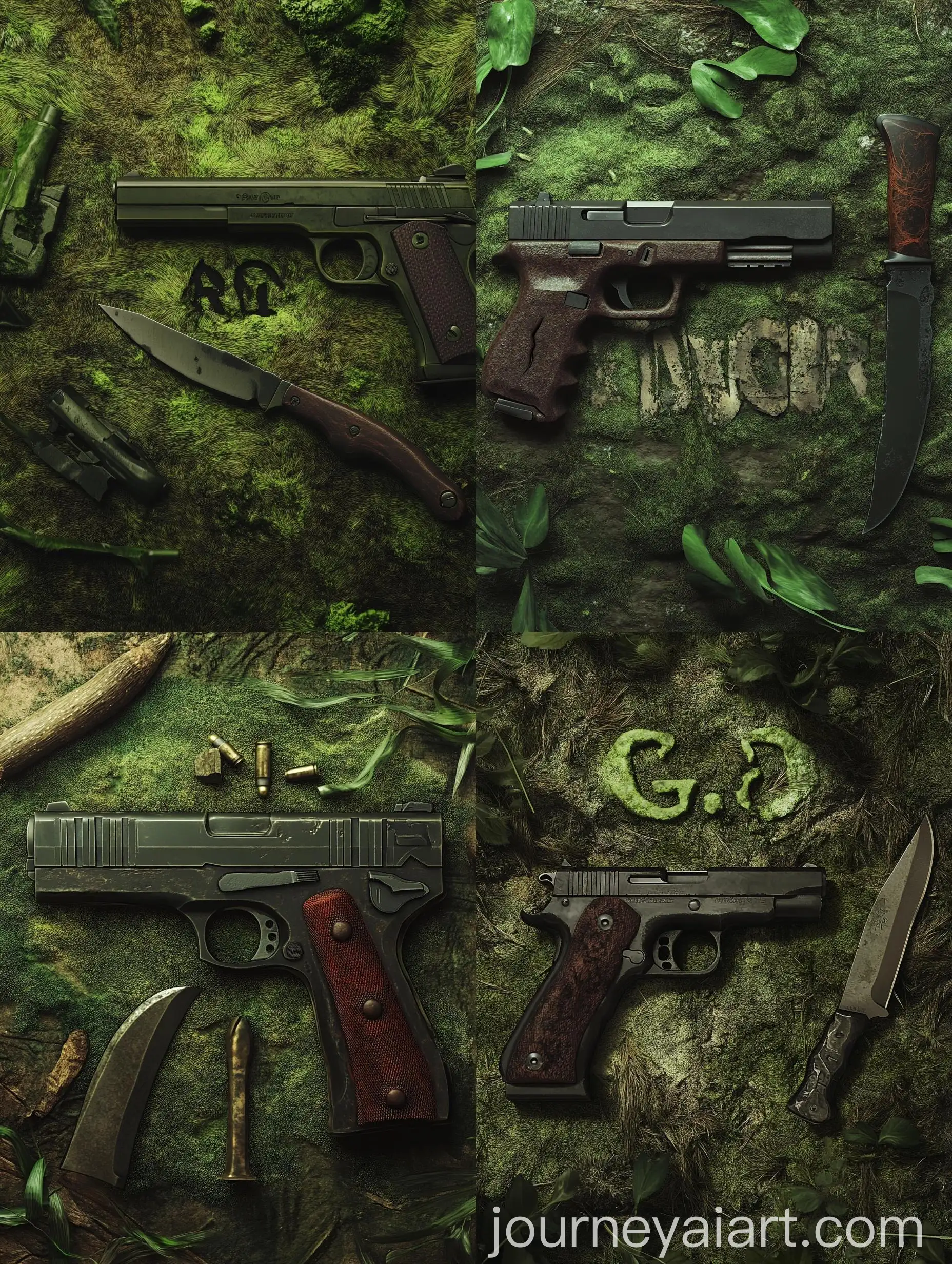 Forest-Journey-with-Pistol-and-Knife-Moss-and-Grass-Realism