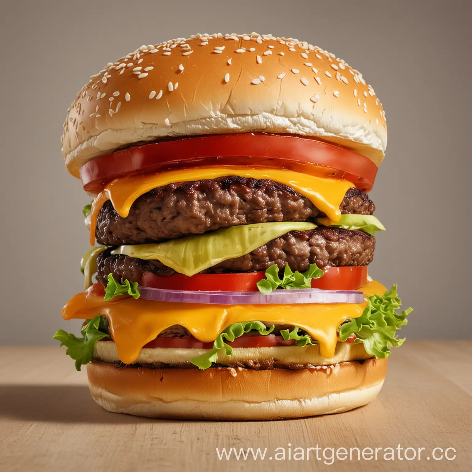 Delicious-Gourmet-Burger-on-Rustic-Wooden-Table