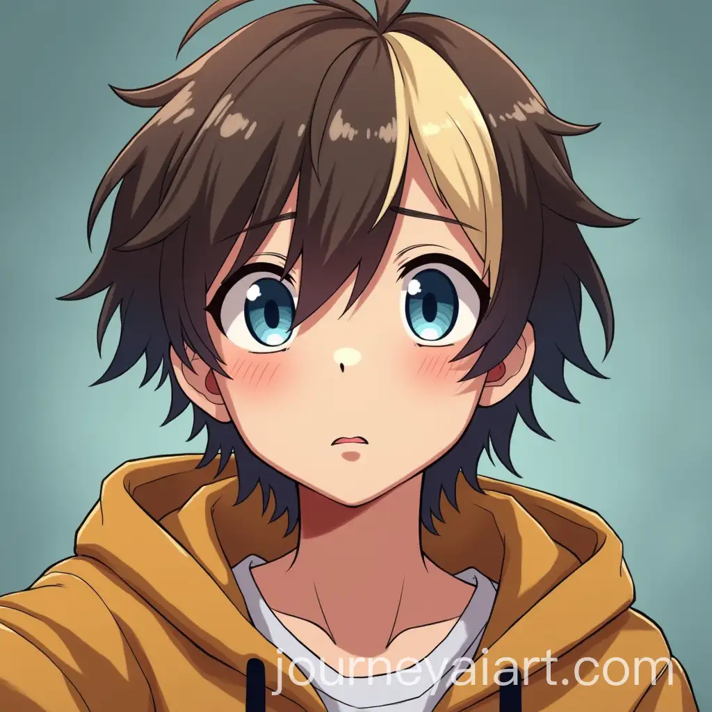 Teenage-Boy-with-Dyed-Hair-Taking-Selfie-in-Nerd-Style