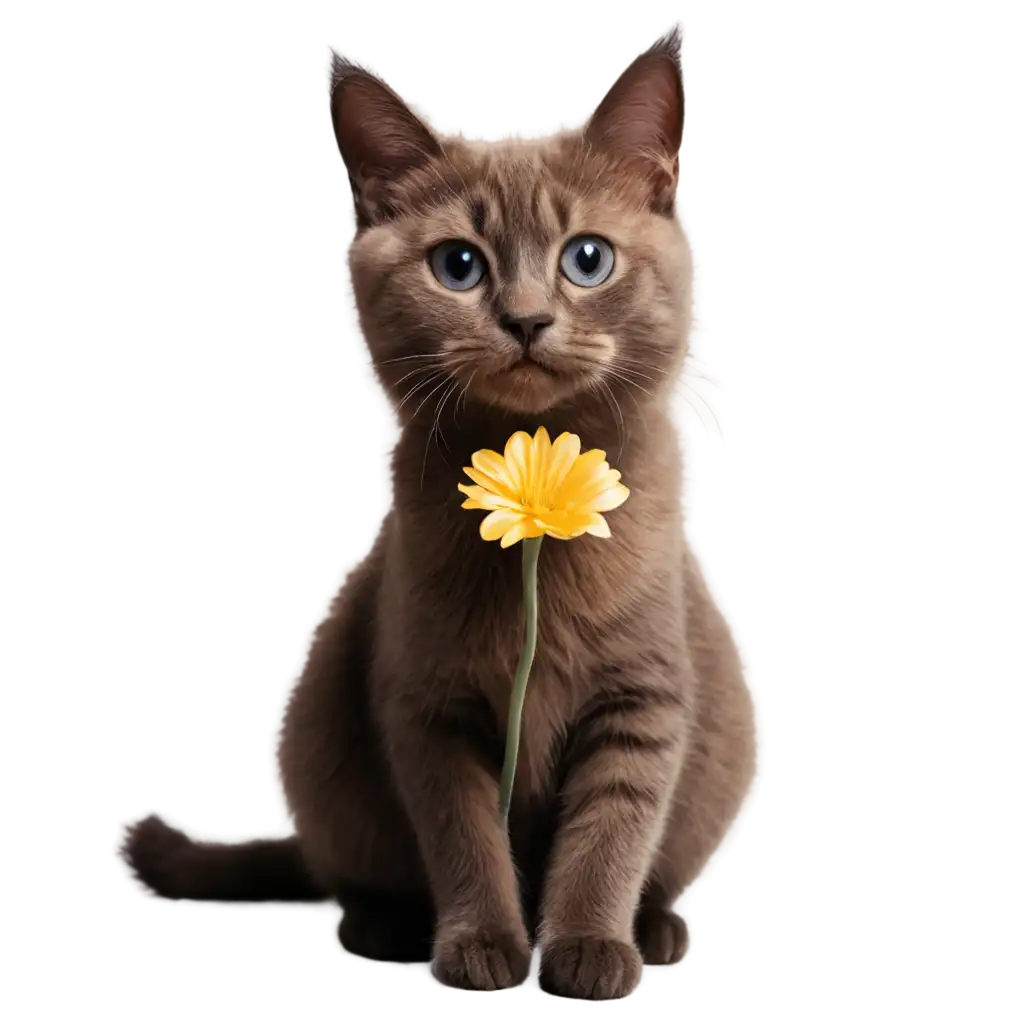 Adorable-Cat-with-a-Flower-PNG-Perfect-for-HighQuality-Graphics