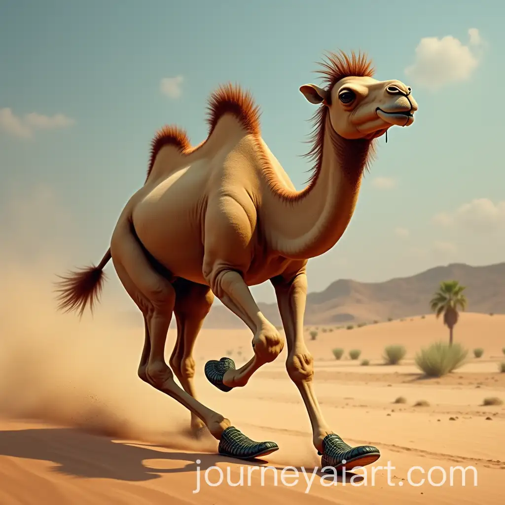Camel-Racing-with-Tufted-Hair-and-Crocodile-Skin-Shoes