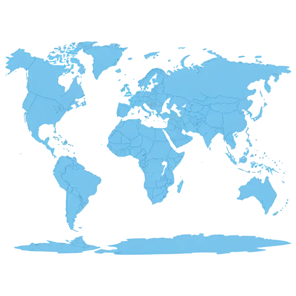 The world map in a blue color