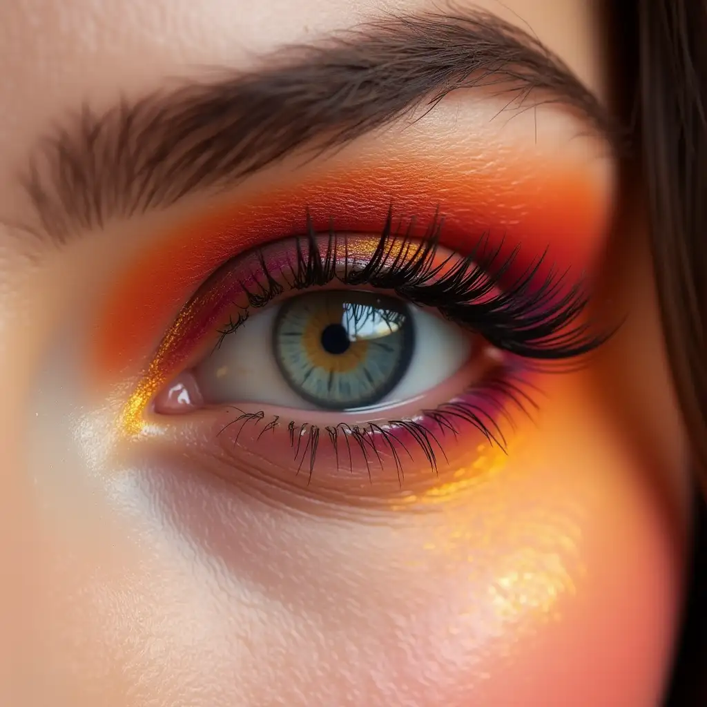 Beautiful female eye with bright makeup