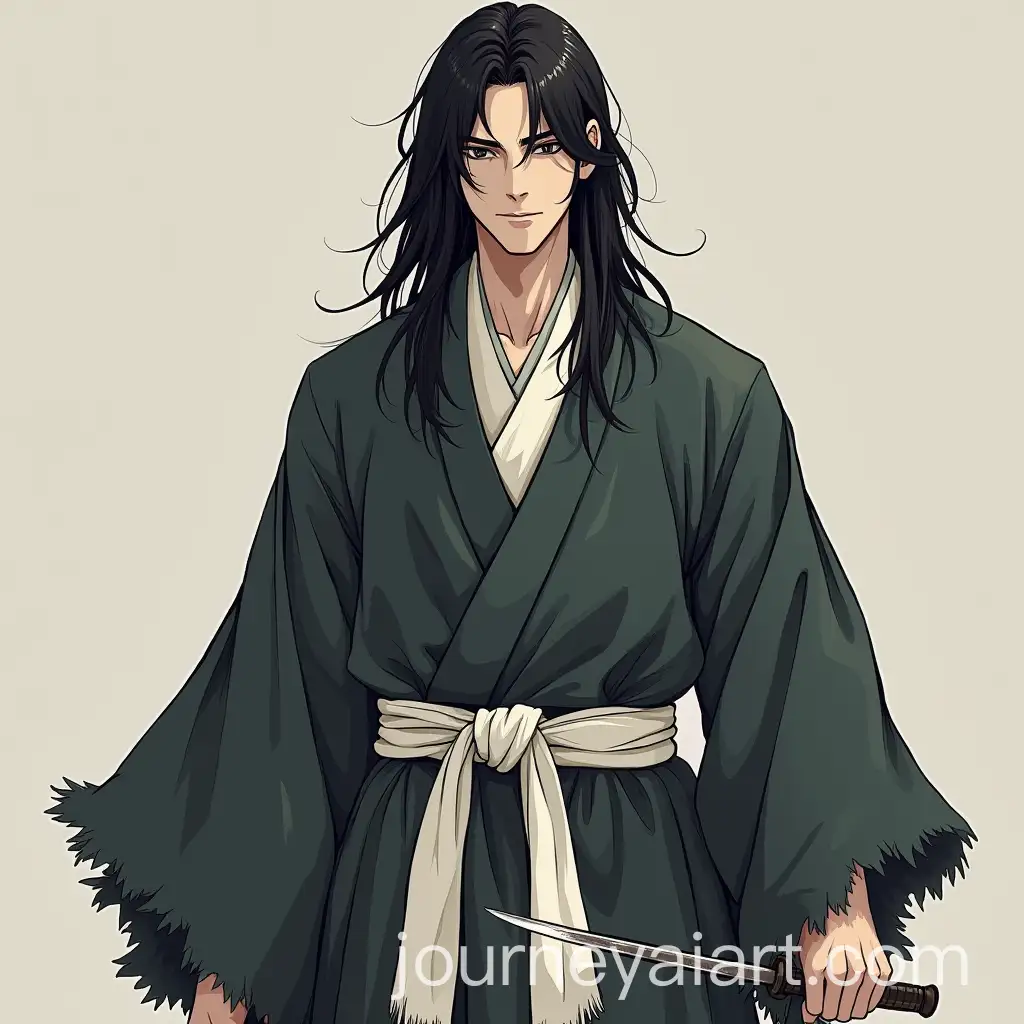 Tall-Figure-with-Long-Black-Hair-in-Traditional-Japanese-Robe-and-Mask
