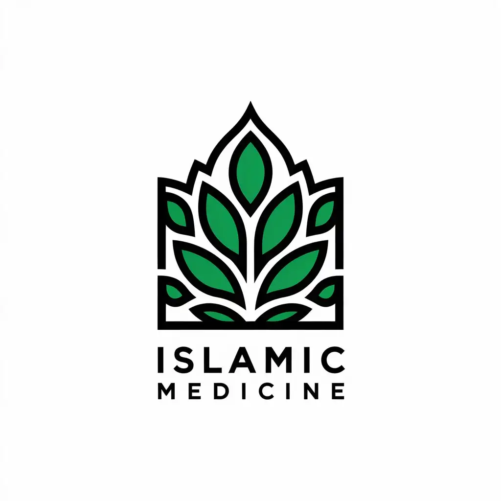 a vector logo design,with the text "Islamic medicine", main symbol:🍃,Moderate,be used in Retail industry,clear background