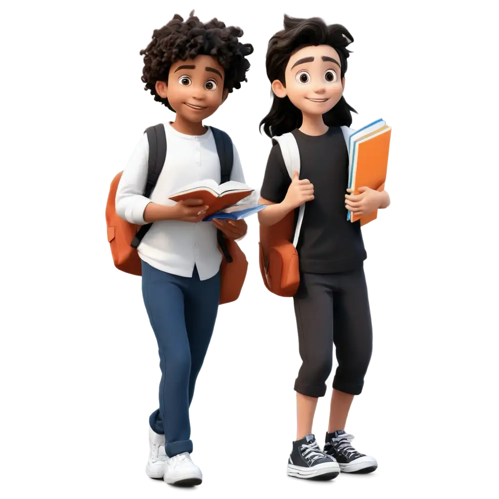 Kids-Animated-Holding-Books-in-Hand-PNG-Image-with-Bold-Black-and-White-Lines