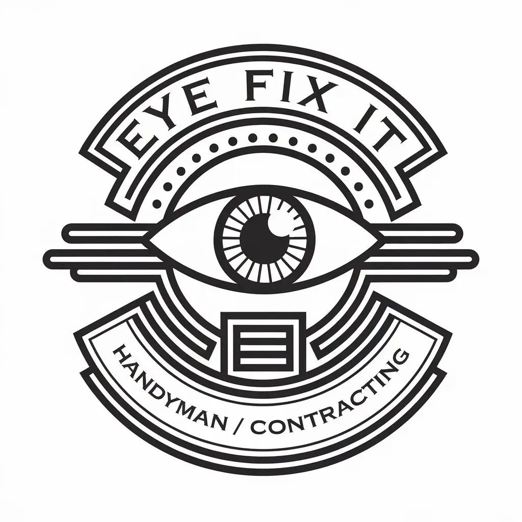 LOGO Design for Eye Fix It HandymanContracting Eye with Horizontal Lines Symbolizing Precision and Construction