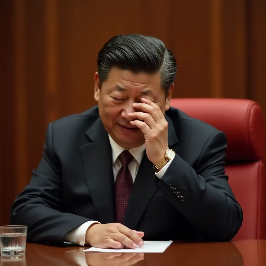 Chinese president crying in Beijing office