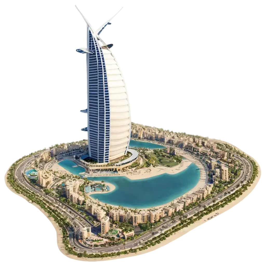 Dubai burj khalifa,burj al arab, 3D flight flying in the Top of cities 