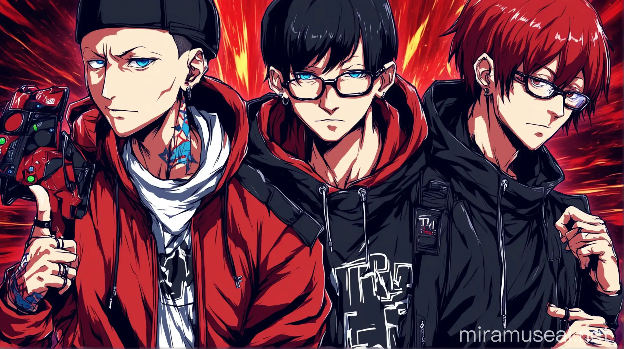 Chester Bennington and Faker in Anime Style A Colorful Gaming Adventure