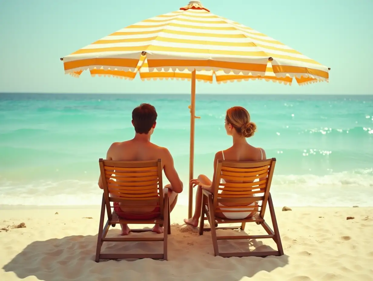 Young-Couple-Enjoying-a-Relaxing-Day-on-an-Italian-Beach-in-1960s-Style