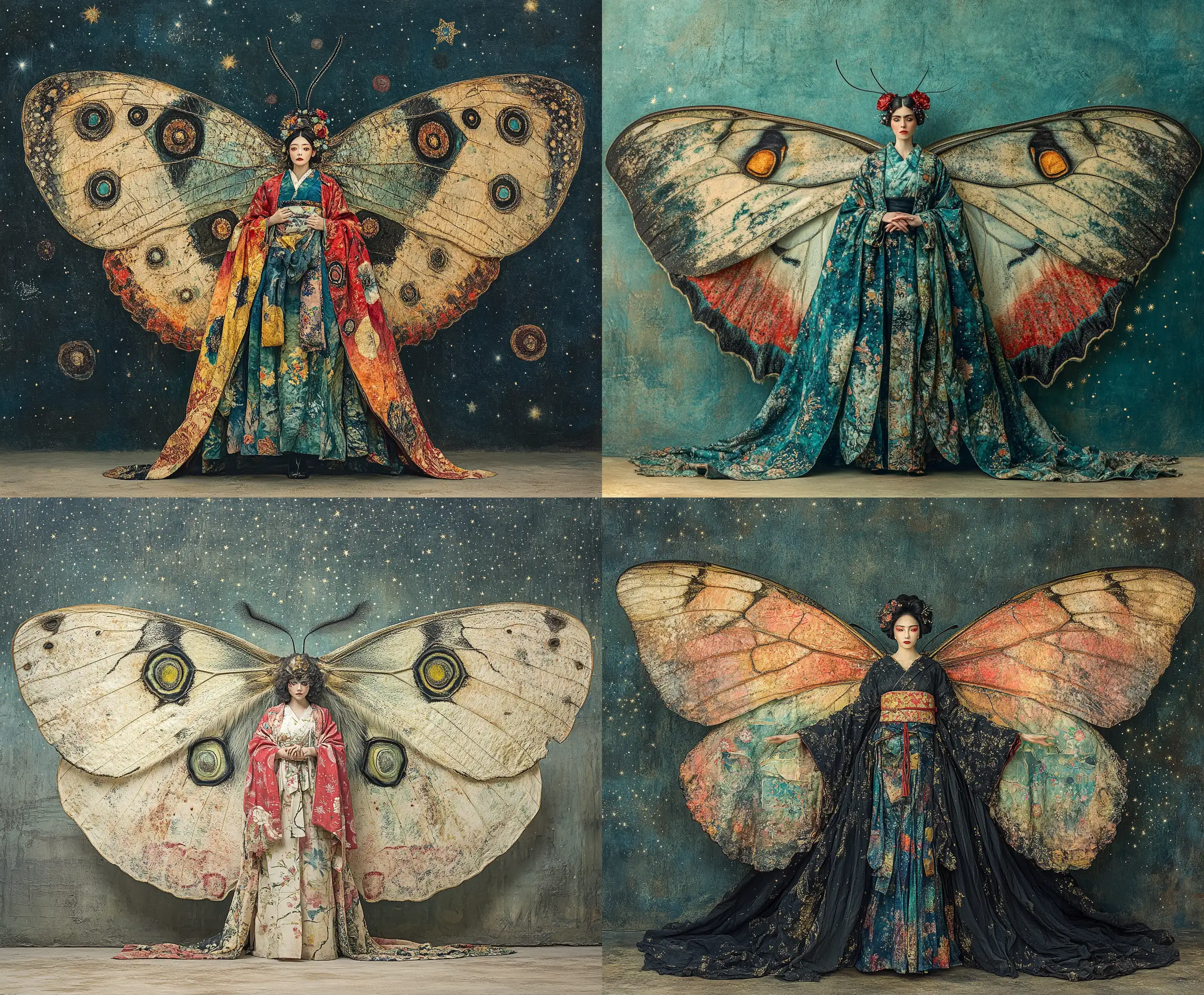 Elegant-1800s-Japanese-Fashion-Model-in-Shibori-Kimono-Against-a-Starry-Night