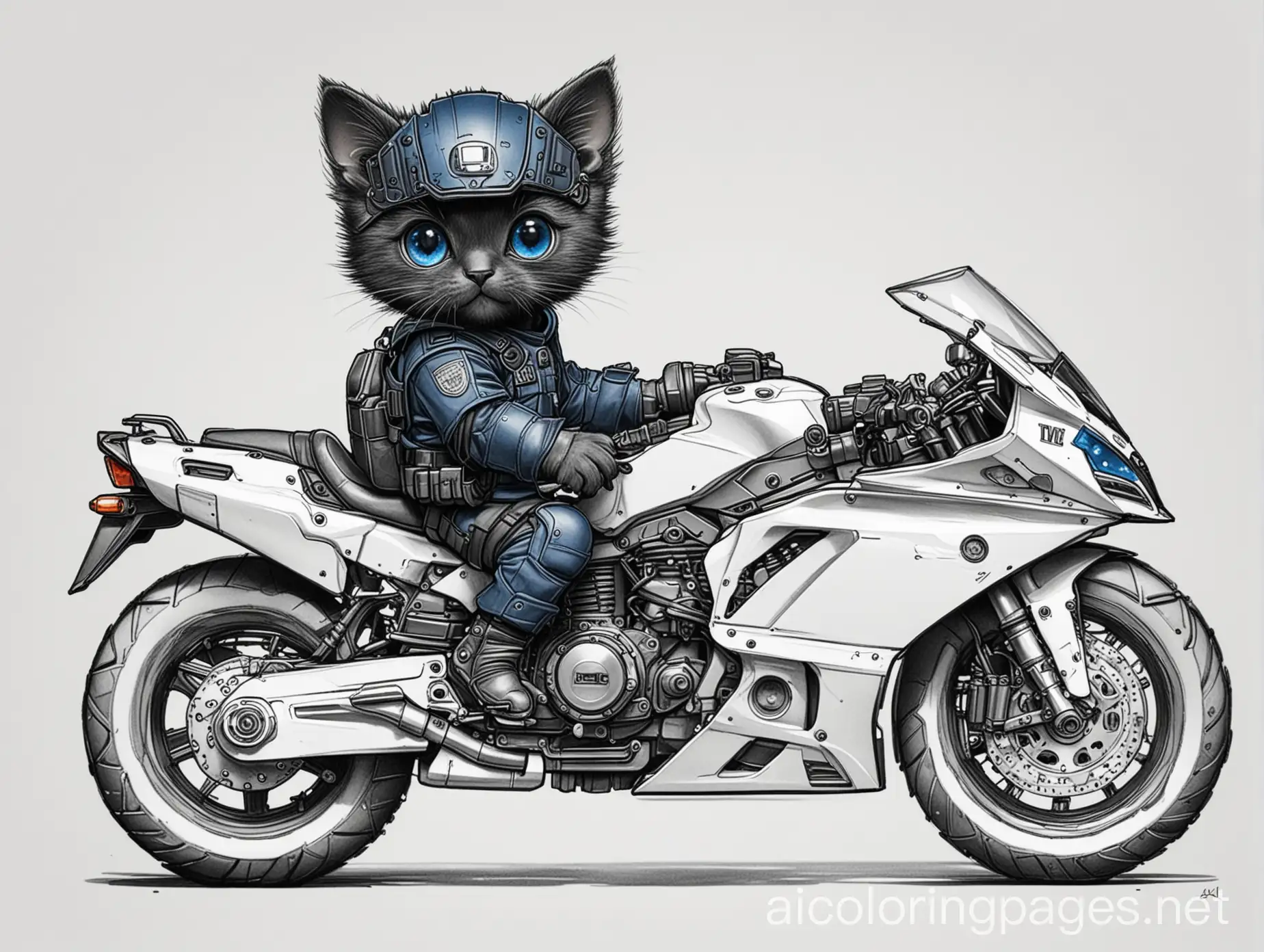 Black-Kitten-Riding-Police-Motorcycle-Coloring-Page