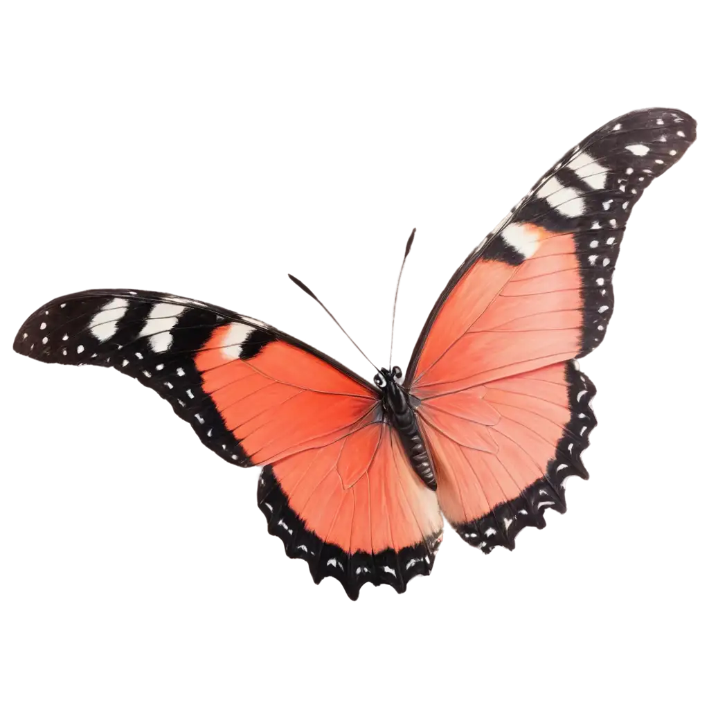 Super-Realistic-Coral-Butterfly-Flying-PNG-Image-Side-View