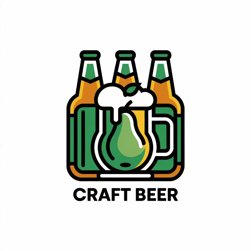 LOGO-Design-For-Craft-Beer-Pear-and-Beer-Mug-Vector-Logo-Design