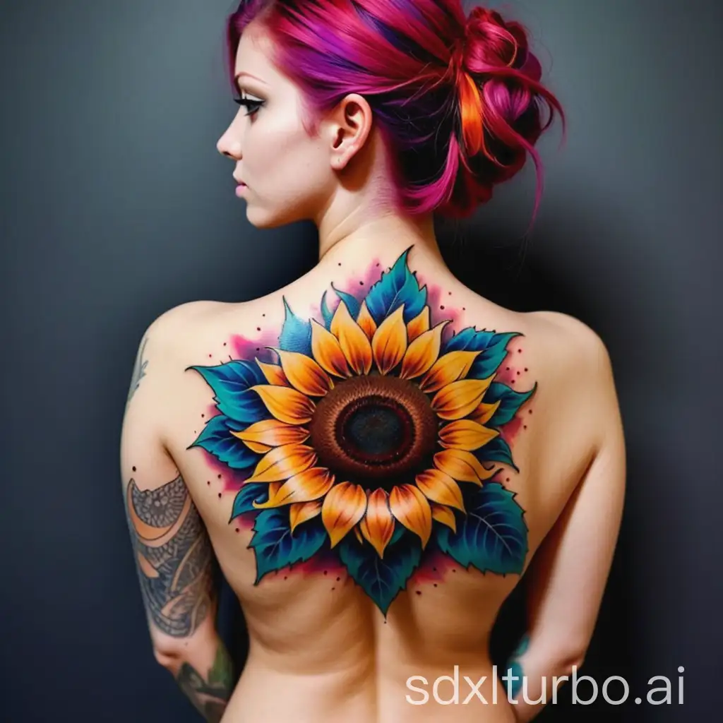 Vibrant-Sunflower-Tattoo-Covering-Entire-Back-Stunning-Floral-Body-Art