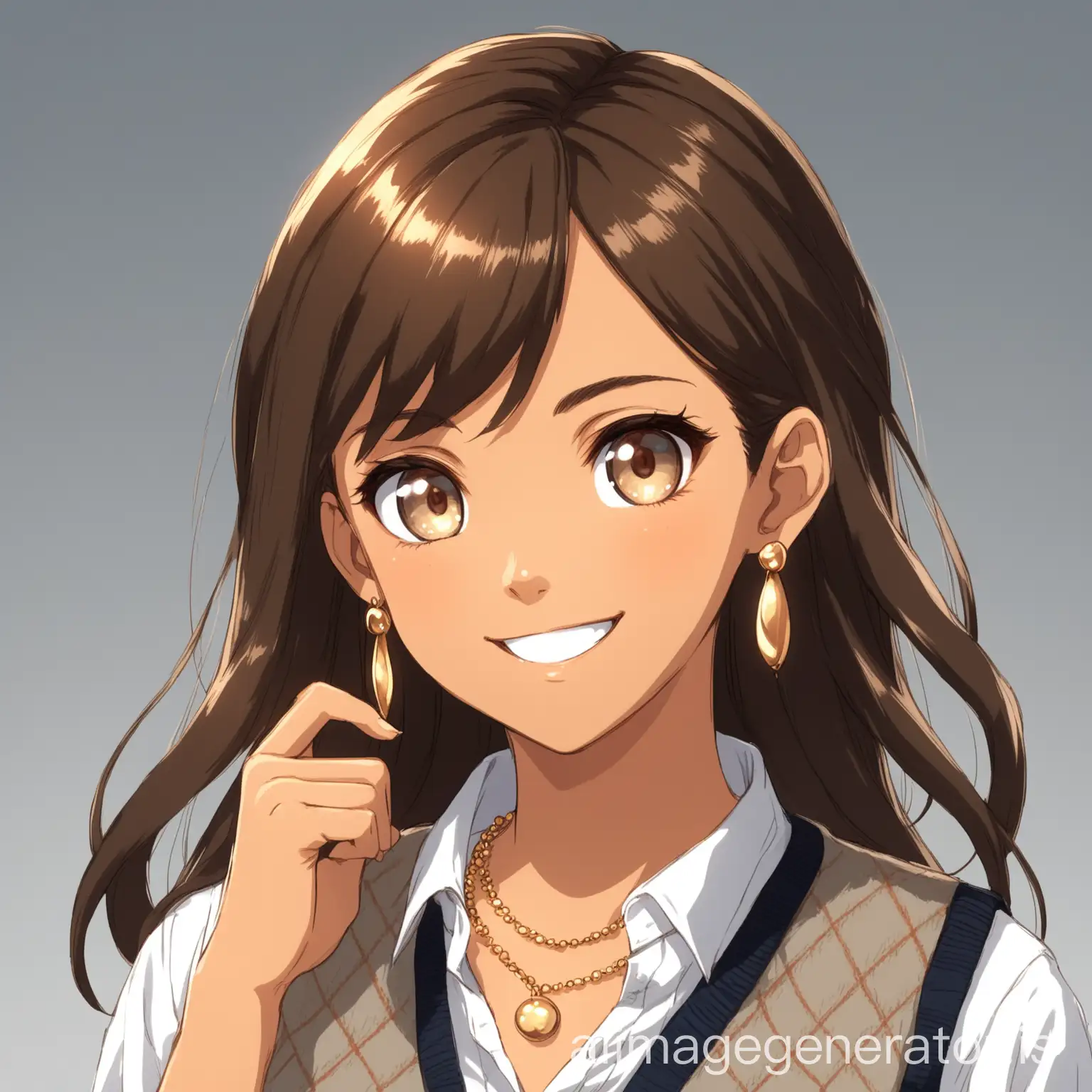 Anime-Portrait-of-a-Young-Woman-with-Caramel-Skin-and-Stylish-Wool-Vest