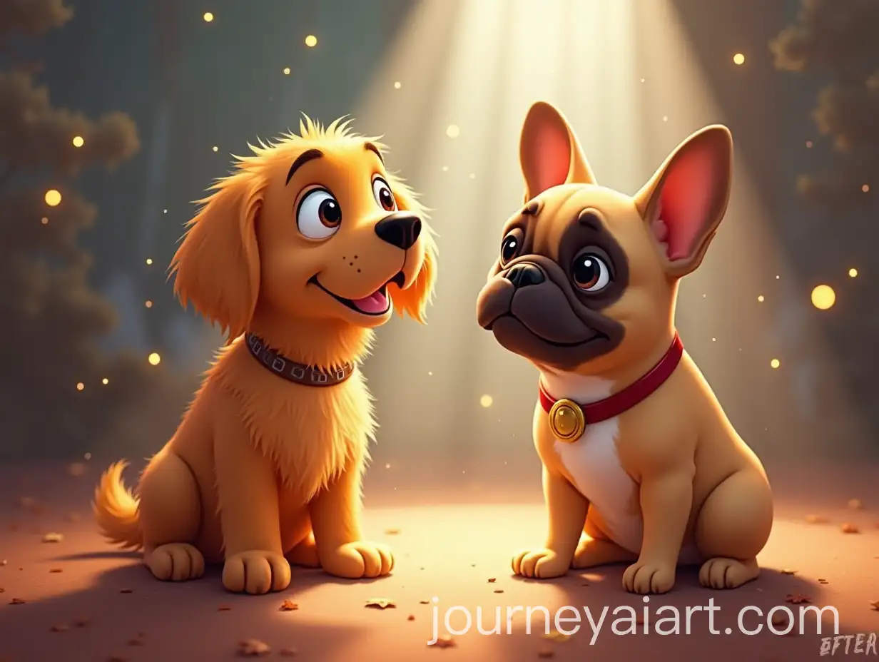 Magical-PixarStyle-Poster-Golden-Retriever-and-French-Bulldog-Duo