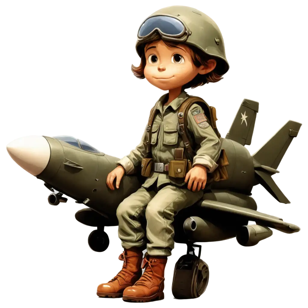 PNG-Image-of-a-Small-Child-as-a-Variegated-Army-Soldier-on-a-Fighter-Plane