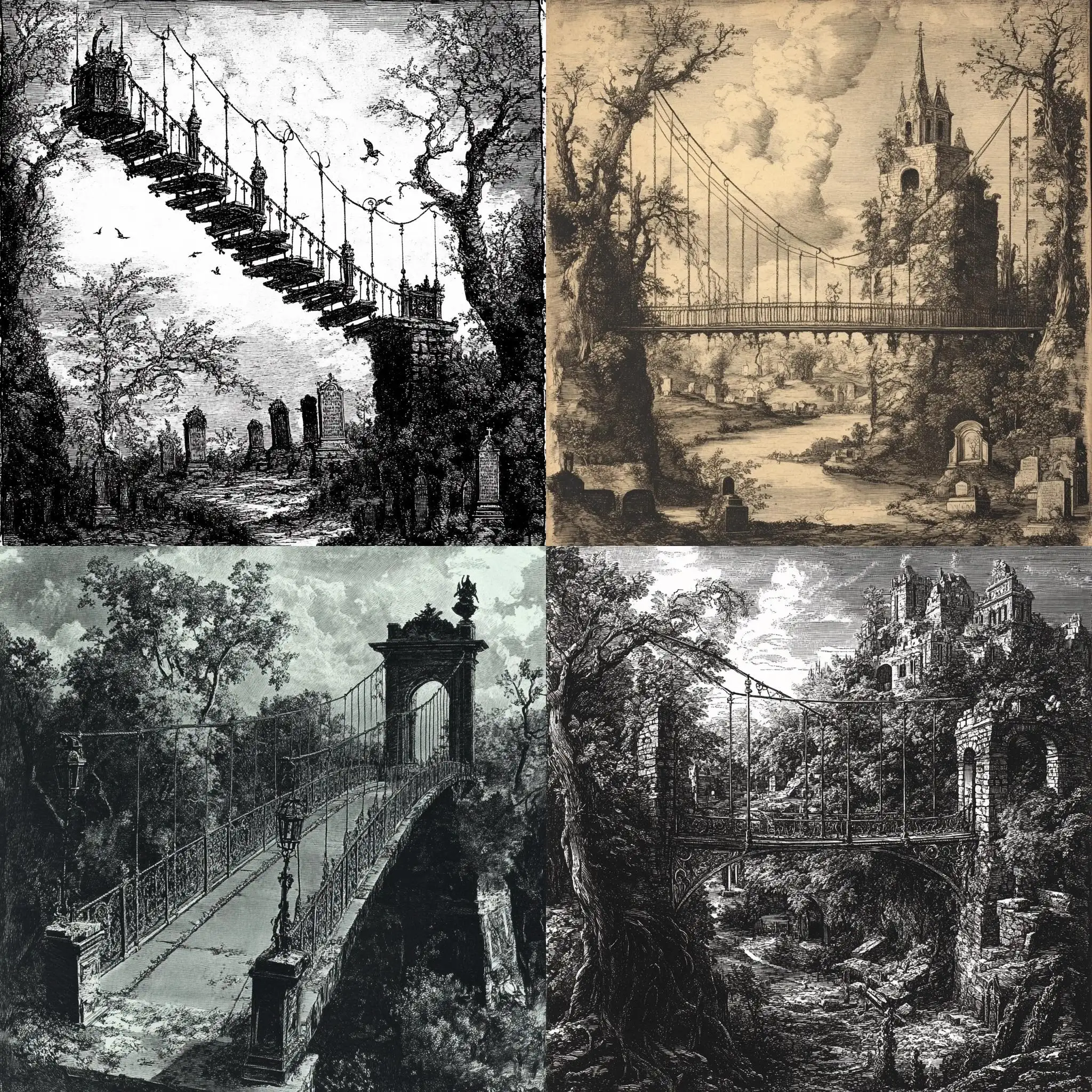 Suspended-Bridge-Over-a-Cemetery-in-Baroque-Engraving-Style