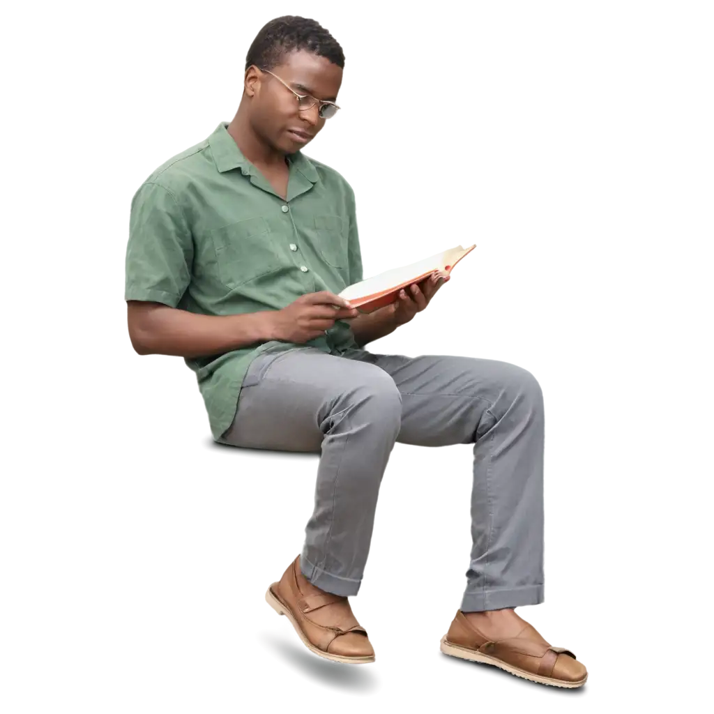 Young-Nigerian-Reading-Think-and-Grow-Rich-in-a-Peaceful-Outdoor-Setting-PNG-Image