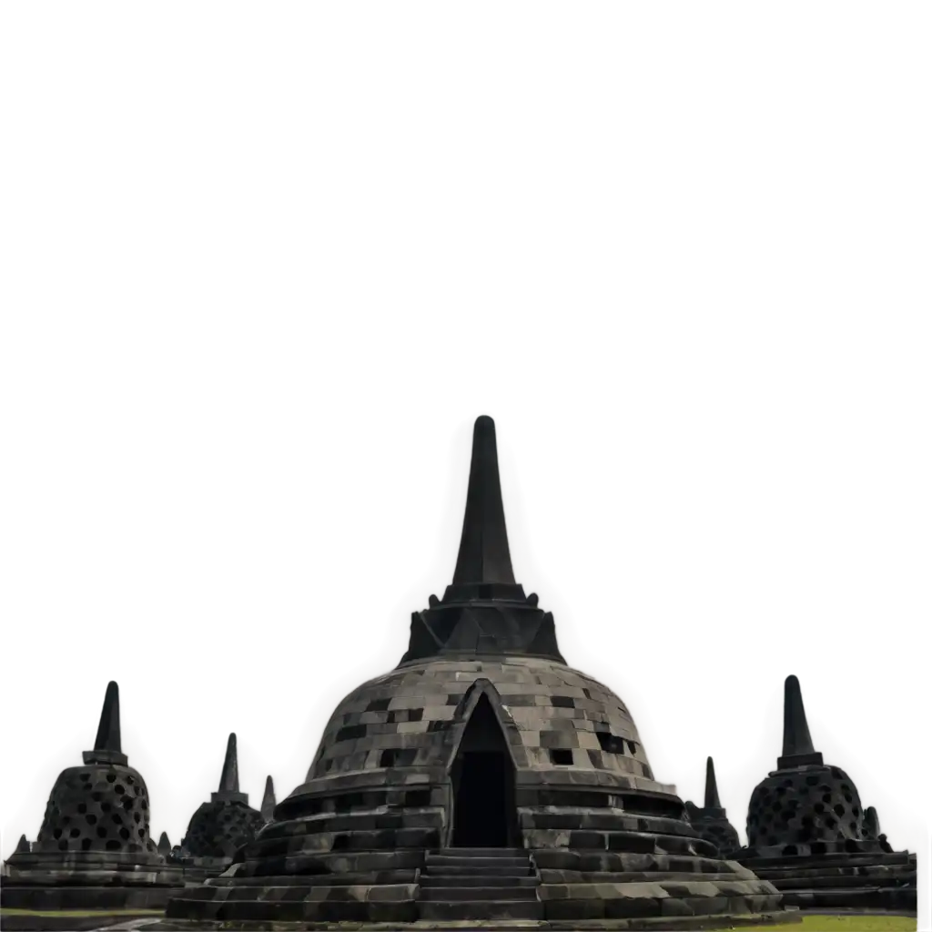 HighResolution-PNG-Image-of-the-Full-Stupa-of-Borobudur-Temple-for-Clear-and-Crisp-Visual-Representation