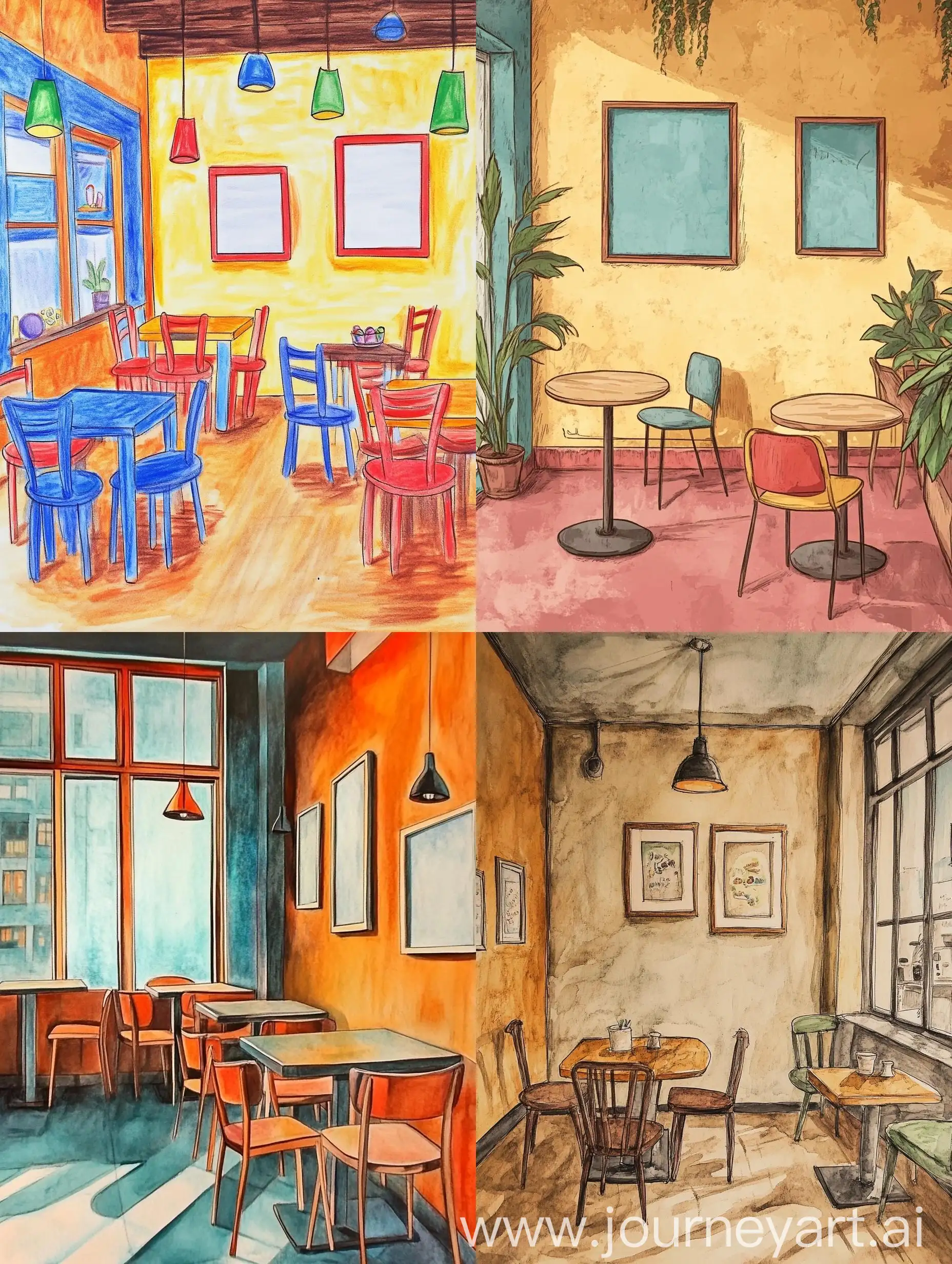 Childrens-Modern-Cafe-with-Empty-Frames-for-Childrens-Art