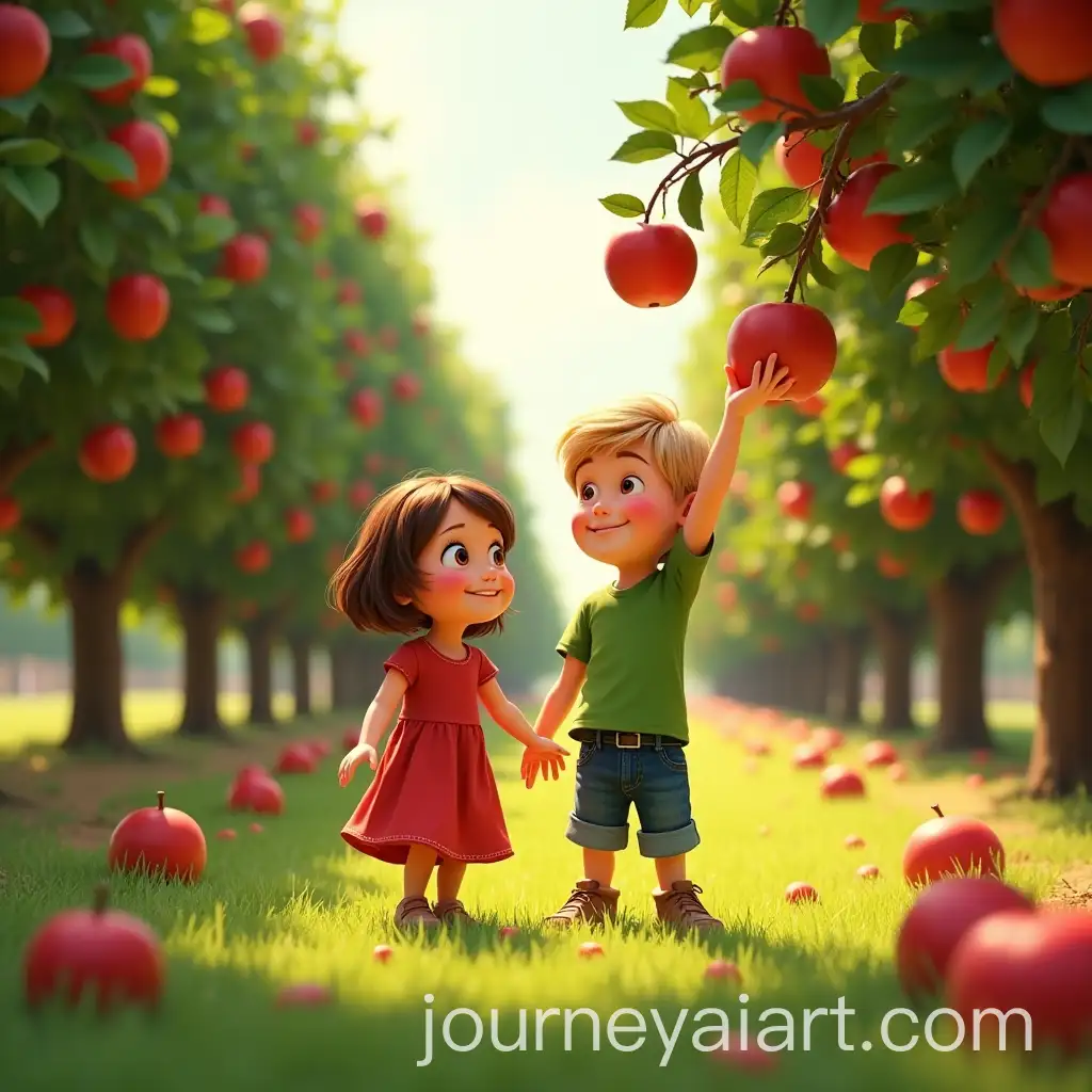 Children-Picking-Apples-in-a-Bright-Colorful-Orchard