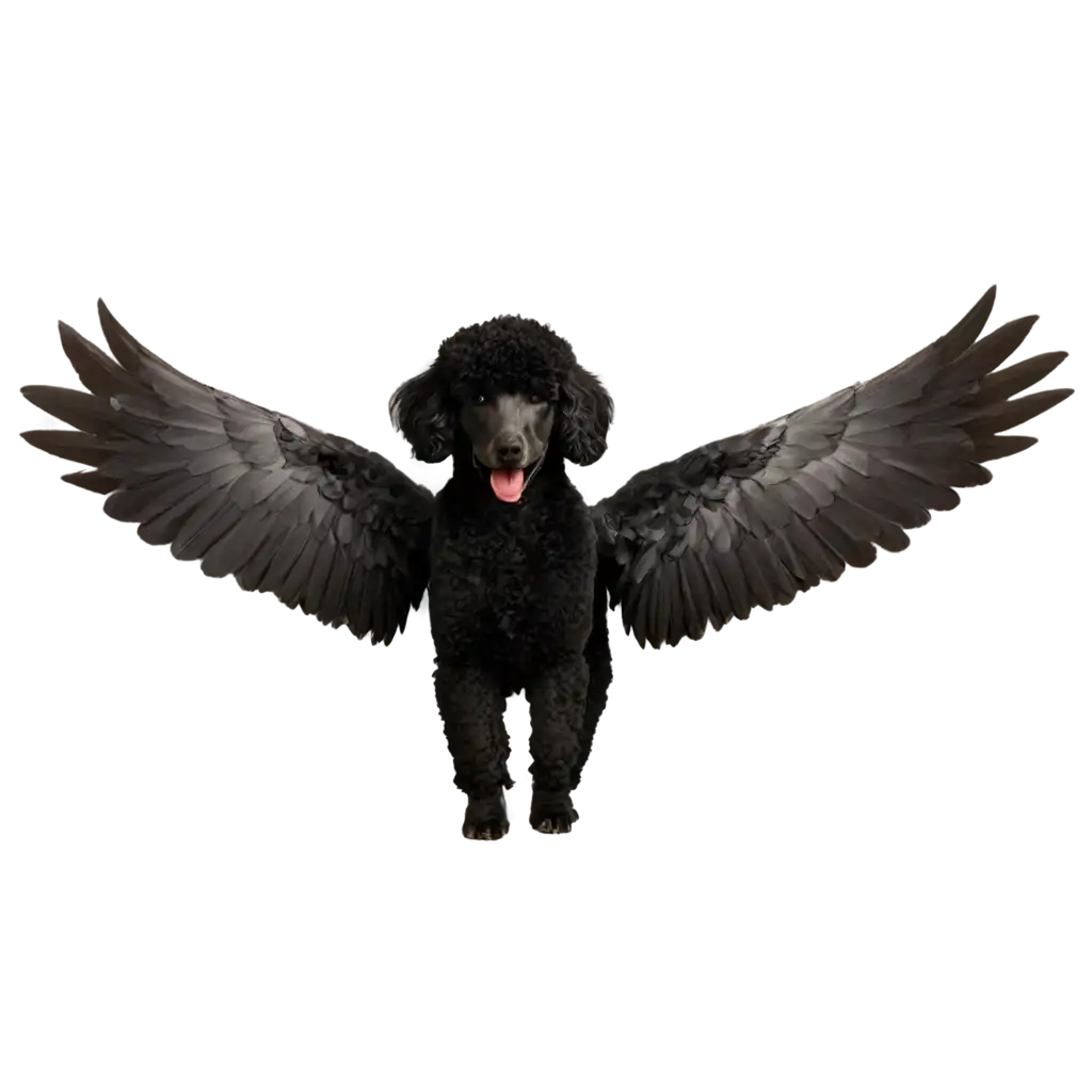 PNG-Image-of-a-Male-Black-Poodle-Dog-with-Wings-Flying-in-the-Sky