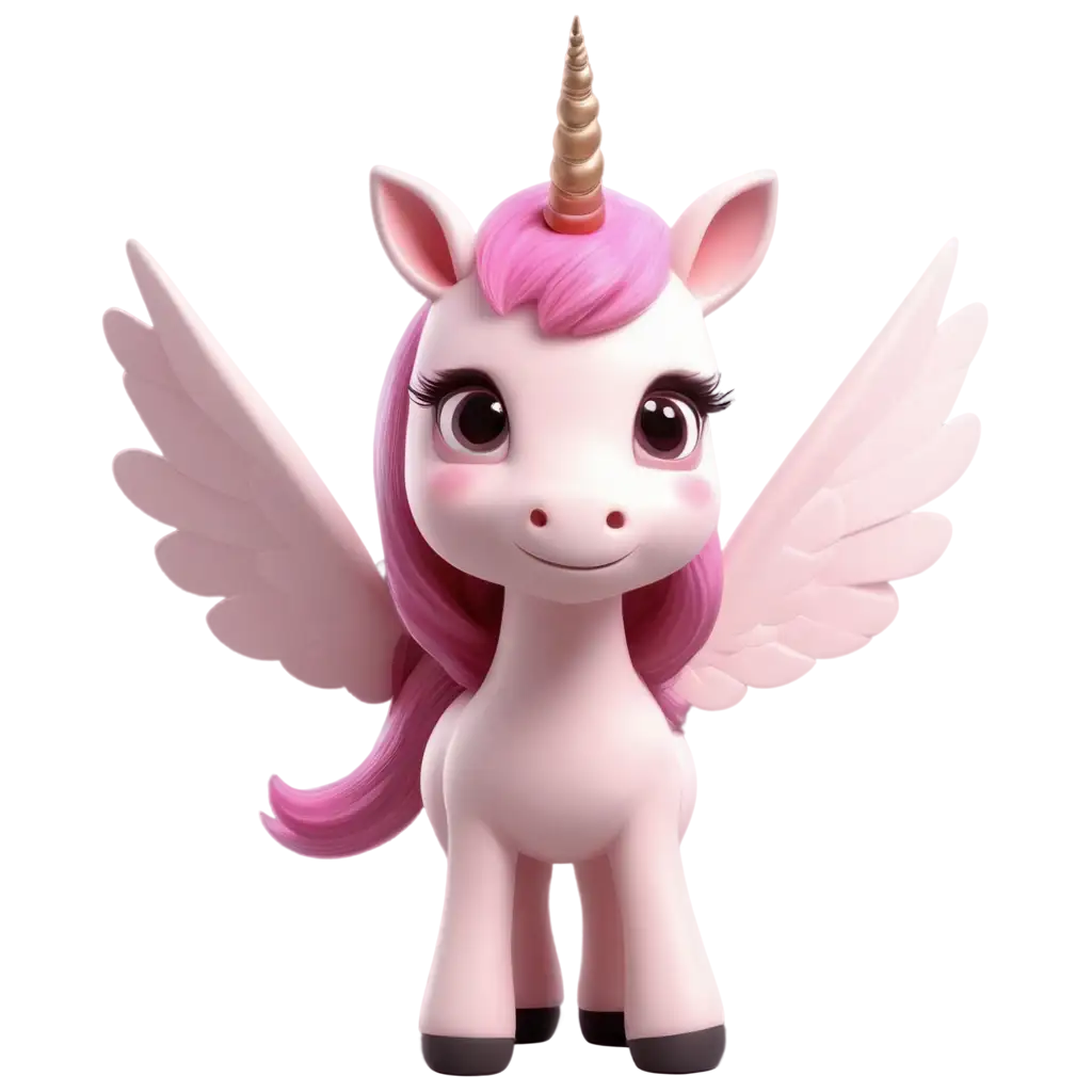 Cute-Pink-and-White-3D-Unicorn-PNG-Image-with-Flying-Butterflies