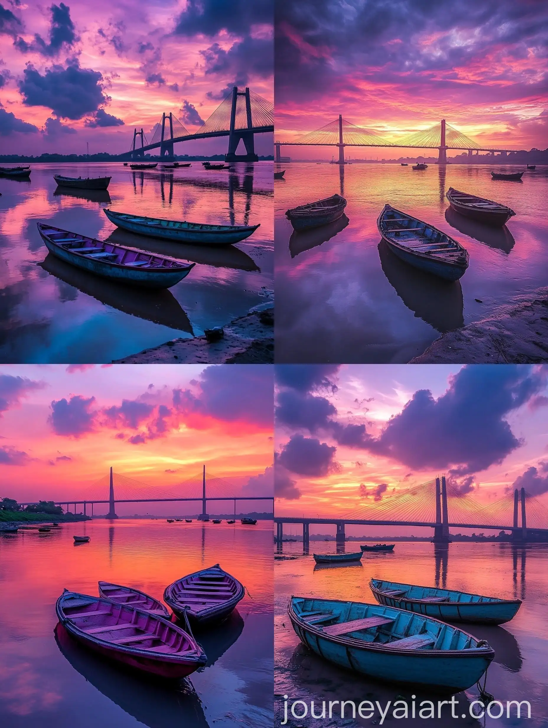 Tranquil-Sunset-at-Princep-Ghat-Kolkata-with-Vidyasagar-Setu