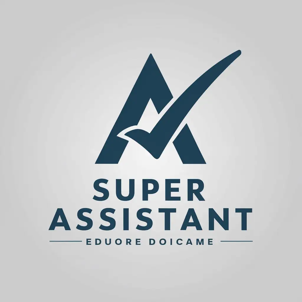 a vector logo design,with the text "super assistant", main symbol:letter a and checkmark,Minimalistic,be used in Education industry,clear background