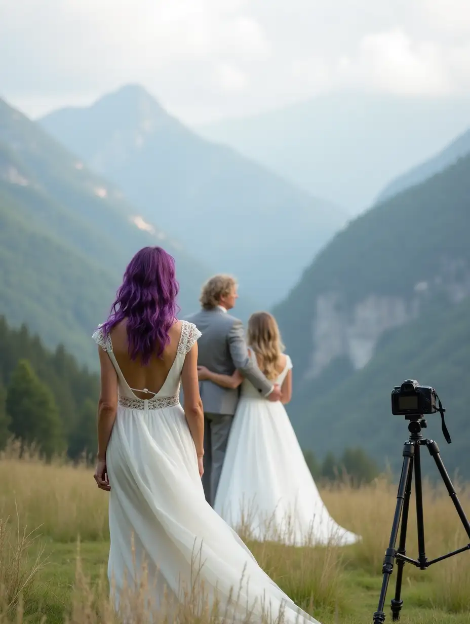 Outdoor-Wedding-PortraitOutdoor-wedding-portrait-with-Large-Christian-Family-and-Misty-Mountain-Backdrop