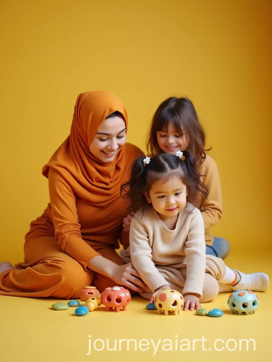 Mother-and-Daughter-Playing-with-Toys-in-Colorful-Setting
