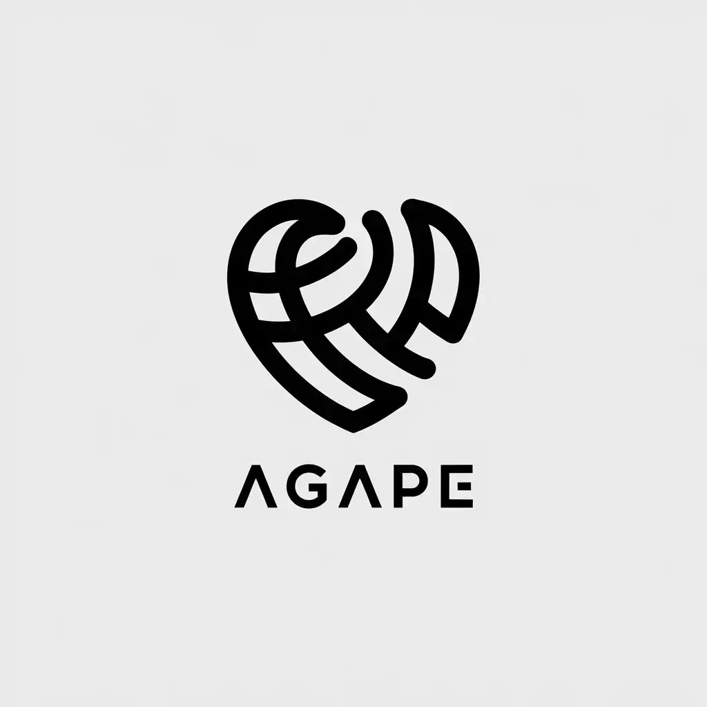 a vector logo design,with the text "Agape", main symbol:Minimalistic, mysterious, high-end, with stronger tactile lines sketching out a logo,Moderate,be used in Retail industry,clear background