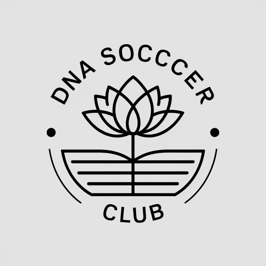 a vector logo design,with the text "dna soccer club", main symbol:Lotus, plant, soccer, team badge,Minimalistic,be used in Sports Fitness industry,clear background