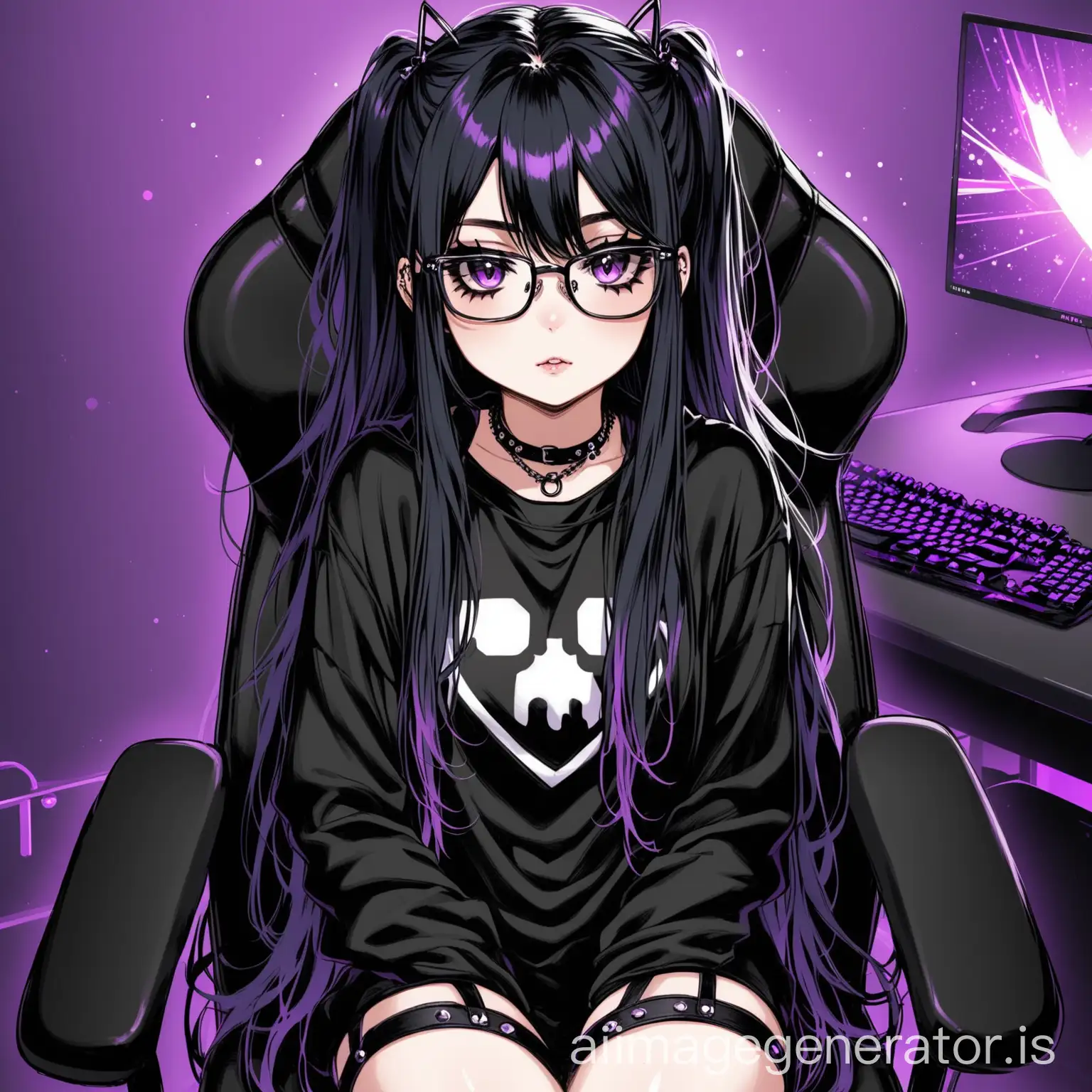 Soft-Goth-Girl-with-Long-Black-Messy-Hair-Glasses-and-Gamer-Chair