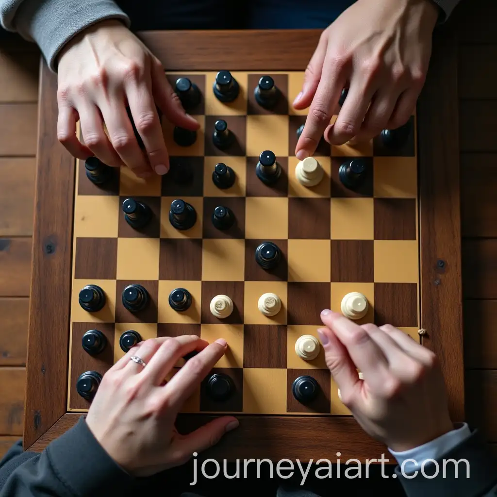 ChessAI-Art-Prompt-Expansion-Game-End-with-Moving-Pieces-and-Chess-Clock-Focus