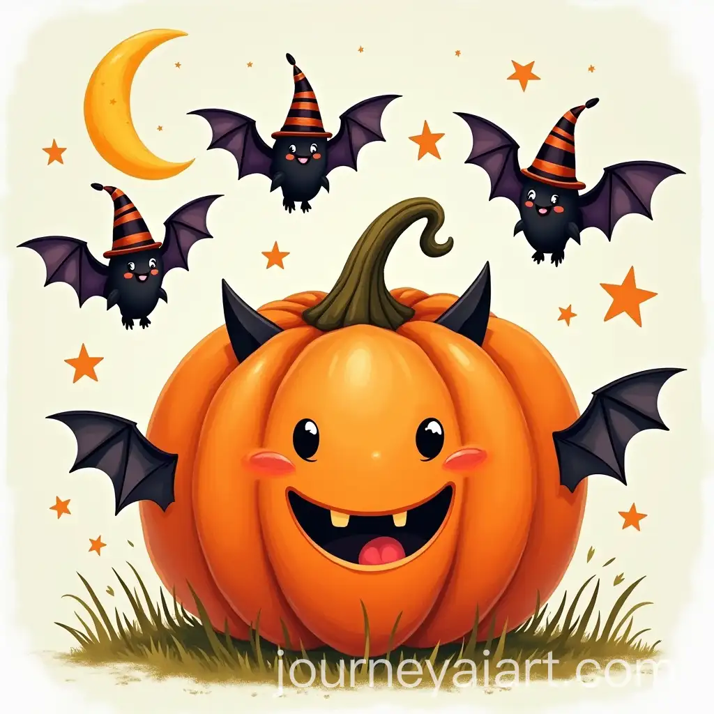 Adorable-Bats-with-Tiny-Hats-Flying-Around-a-Giant-Smiling-Pumpkin-under-a-Crescent-Moon