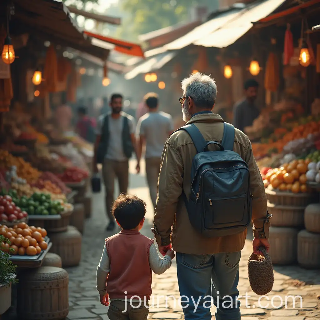 Father-and-Child-Shopping-in-Market