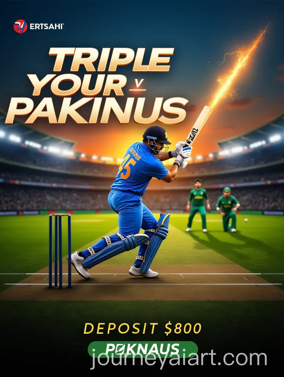 Exciting-Cricket-Match-India-vs-Pakistan-with-Sunset-Stadium-and-Betting-Promotion