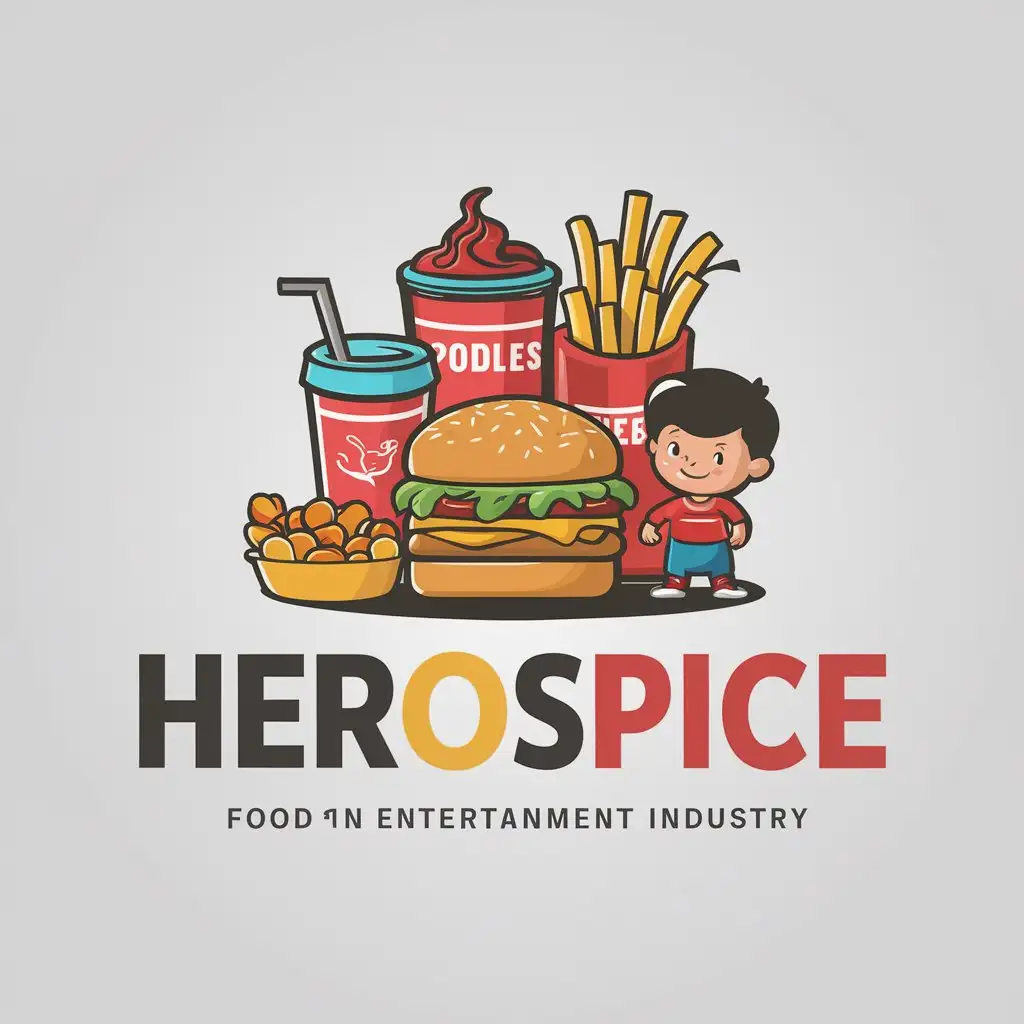 LOGO Design For HEROSPICE Playful Fast Food Theme with a Little Boy